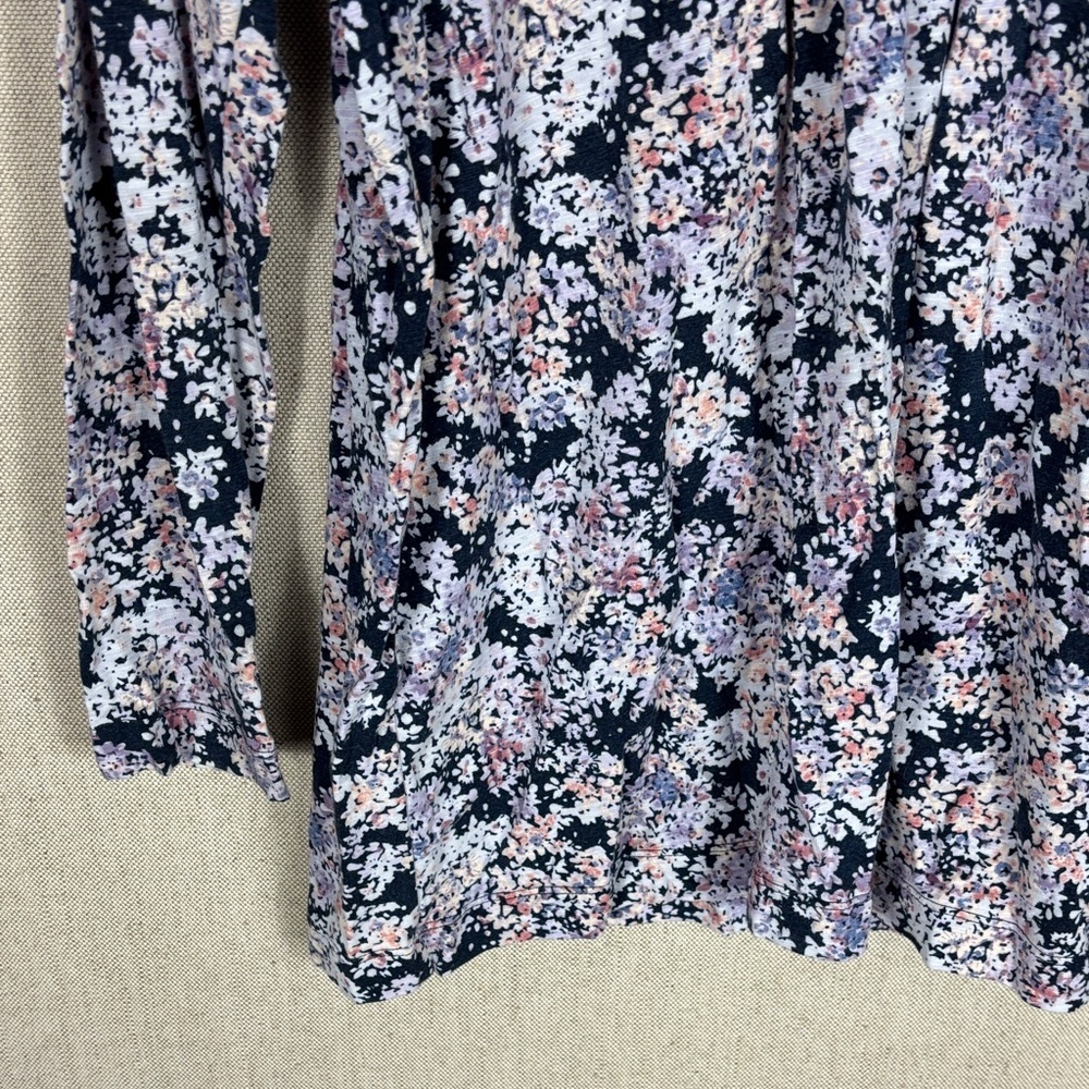 J. Jill > Floral Purple V Neck Long Sleeve Top Small - Picture 3 of 8